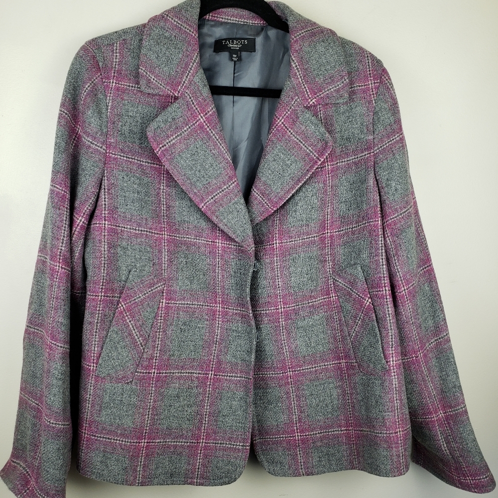 Talbots Wool Blend gray pink Blazer